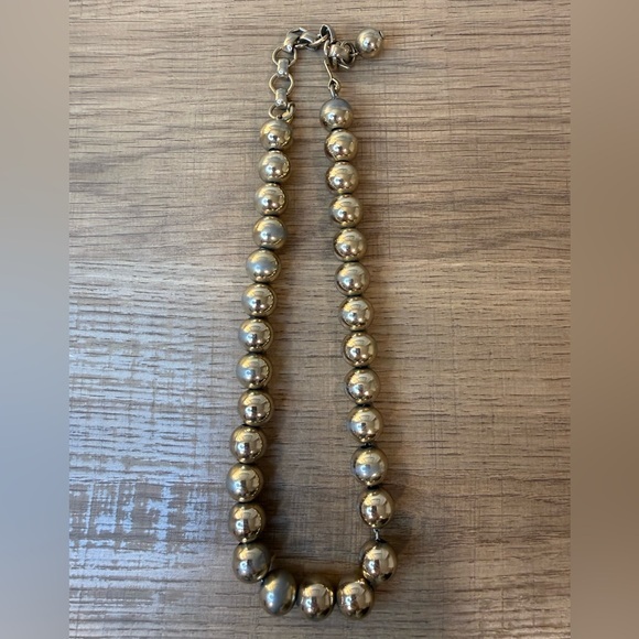 Monet Jewelry - Monet Silver Tone Beaded Necklace Adjustable Chunky Vintage